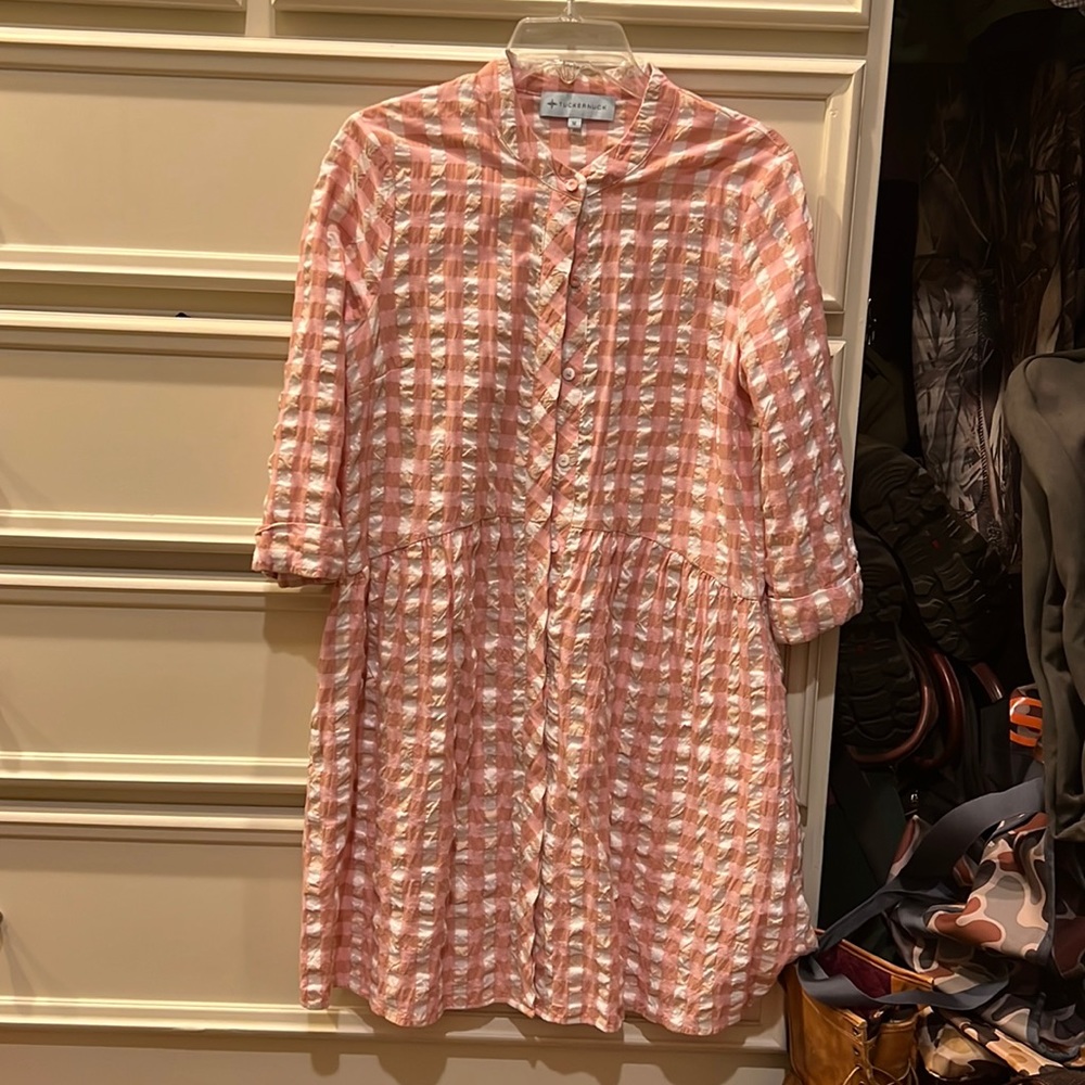 Tuckernuck pink check dress, size medium